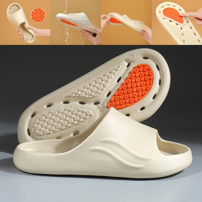 

Bathroom House Slippers Leaking Quick-Drying Shower Slipper Light Weight Waterleaky Beach Flip Flops Men's Women Swimming Slides