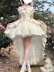 Elegant Birthday Lolita Party Dress with Underskirt Outfits Women French Ruffles Dancing Vestidos Summer Korean Fashion Clothes