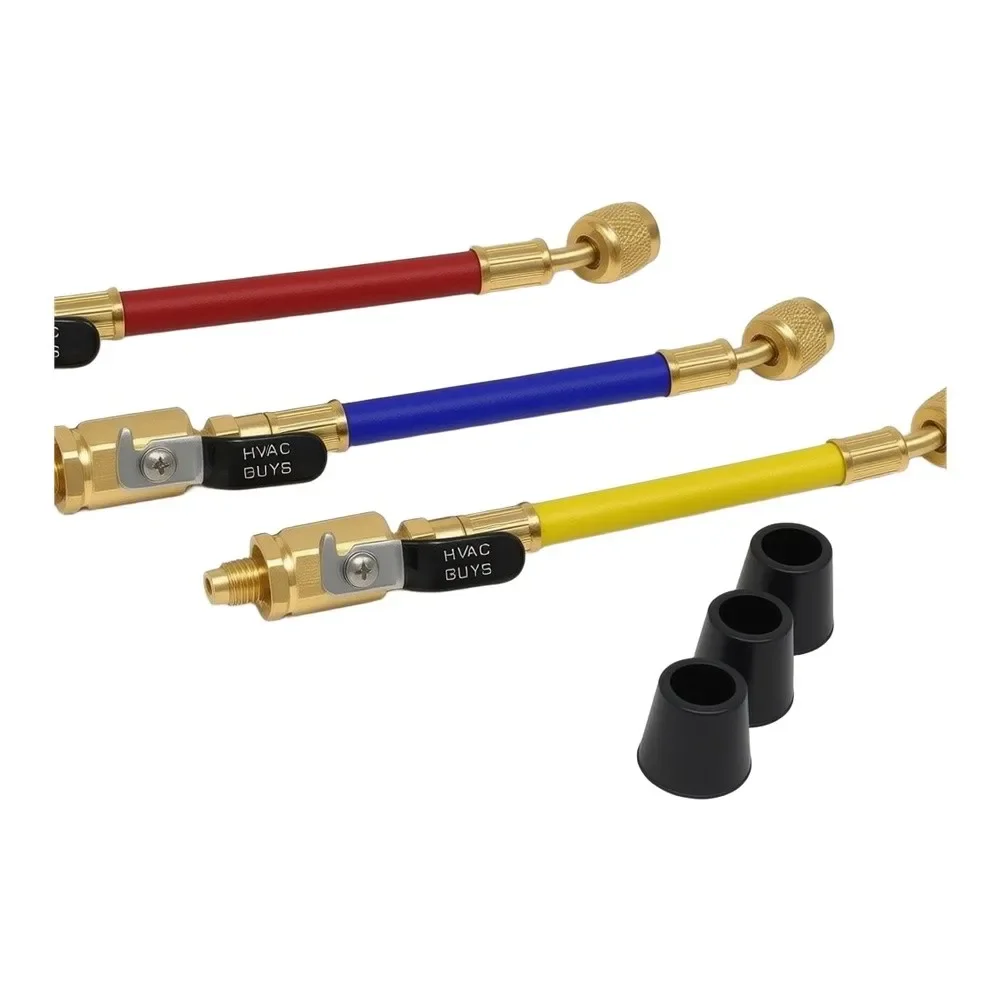 3pcs HVAC Hoses With Ball Valves Hose Kit For R410A Compatibility For R134A, For R22, For R290, And For R600a. Accessories