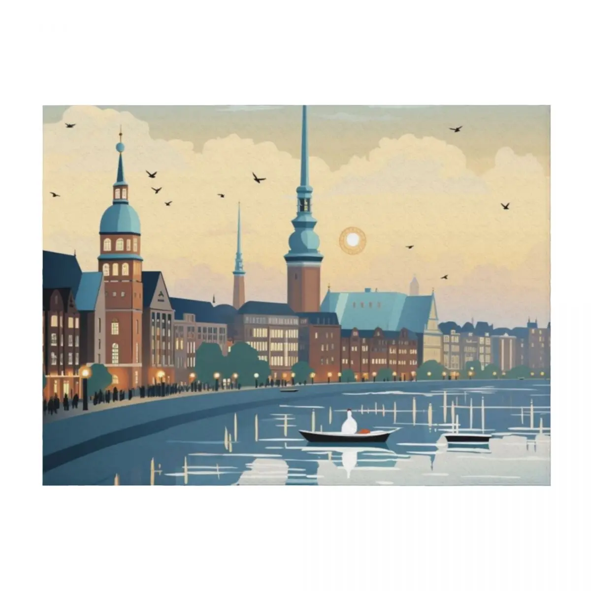

A Vintage Travel Illustration of Hamburg - Germany Throw Blanket manga Camping bed plaid For Decorative Sofa Blankets