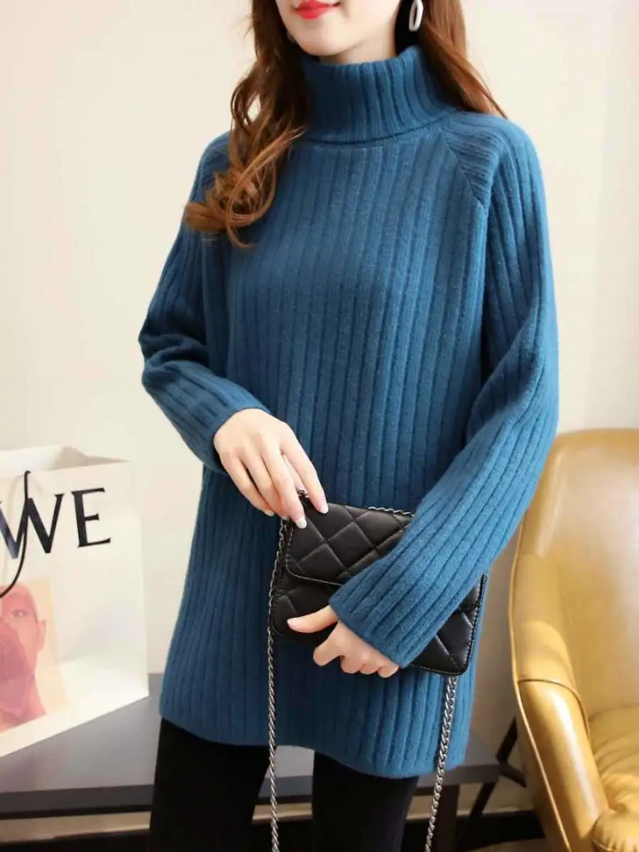 women's-fce-lined-thi-high-collar-knitwear-loose-fit-long-sve-pure-color-base-layer-irt-with-ket-towel