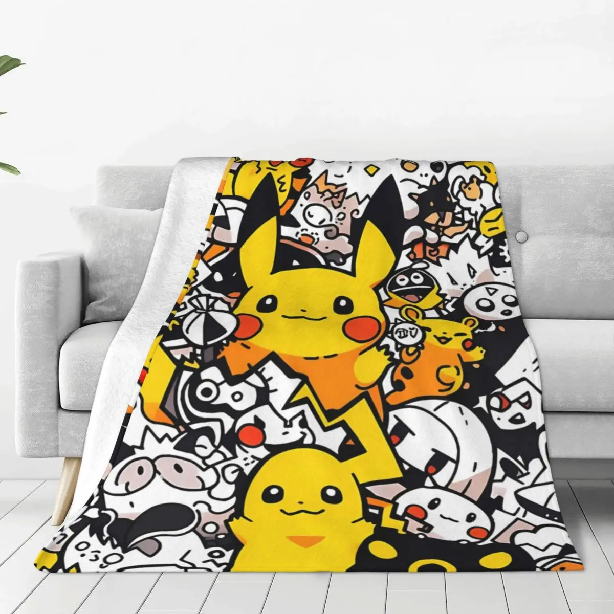 Pikachu Blanket Soft Warm Novelty Plush Throw Blanket For Bedroom Travel Office Flannel Bedspread Bed Cover