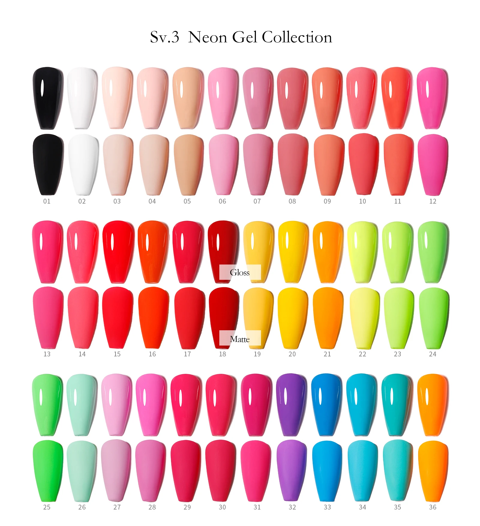 Vendeeni Nail Supplies TPO Hema Free 36Color Neon Gel Nail Polish Collection High Pigment Vegan Gel Polish Set OEM Private Label