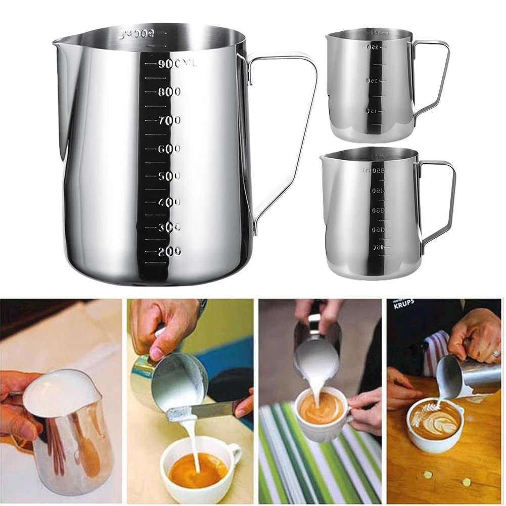 

350/600/900ml Espresso Coffee Cup Stainless Steel Milk Steaming Jug Sharp Mouth Barista Frother Pitcher Kitchen Cafe Accessories