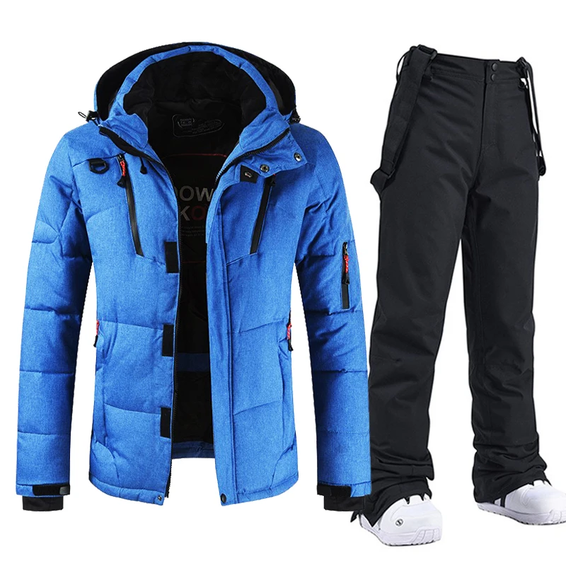 New Men Ski Suit Down Jacket Snow Pants Outfits Winter Warm Windproof Waterproof Outdoor Sports Snowboard Wear Brand Overalls