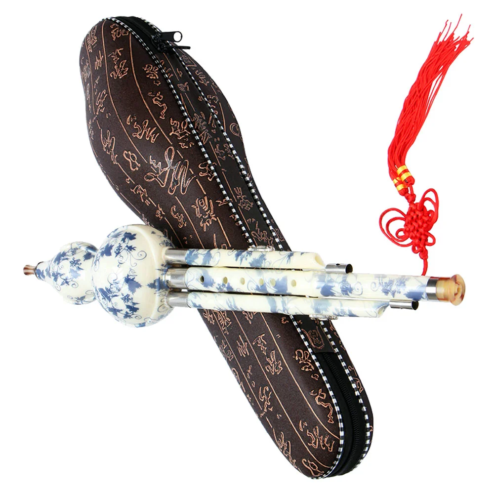 

Blue and White Porcelain Gourd Silk Chinese Traditional Instrument Cucurbit Flute for Beginner Musical Instruments