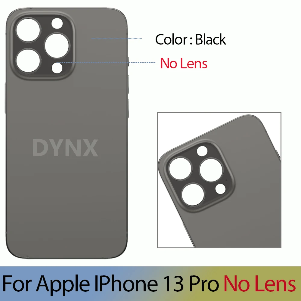 New Big Hole Back Cover Glass NO Lens For iPhone 13 Pro/13Pro Replacement Rear Door Housing Panel Back Glass