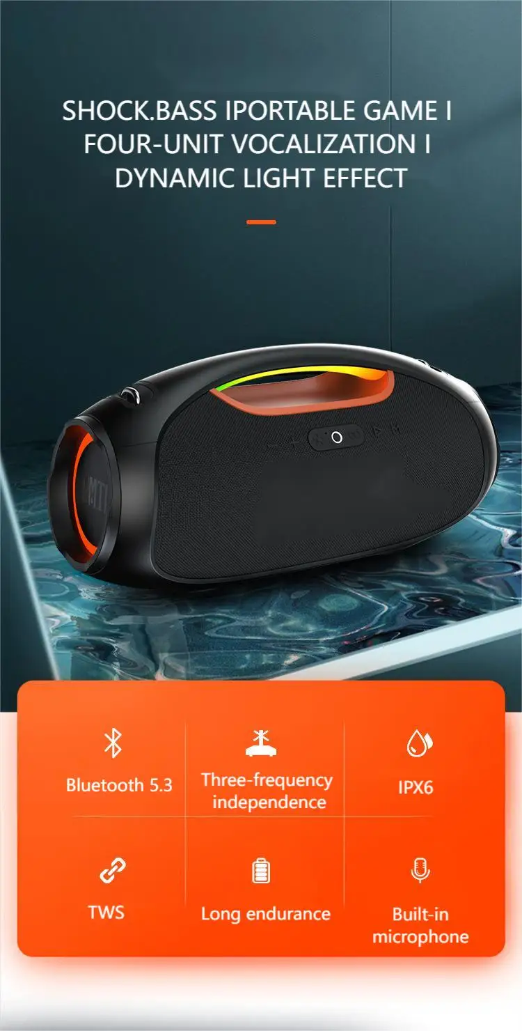 100W Large Power Boombox Blue Tooth Speaker Portable Waterproof Wireless Speaker for Outdoor Camping Beach Party