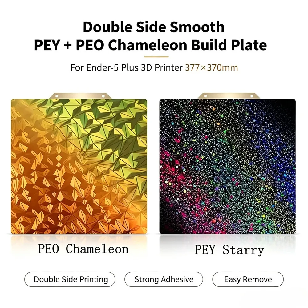 Ender-5 Plus Build Plate Smooth PEY PEO Chameleon Sheet For Creality 3D Printer 377x370mm Double Side PEI Printing Flexible Bed