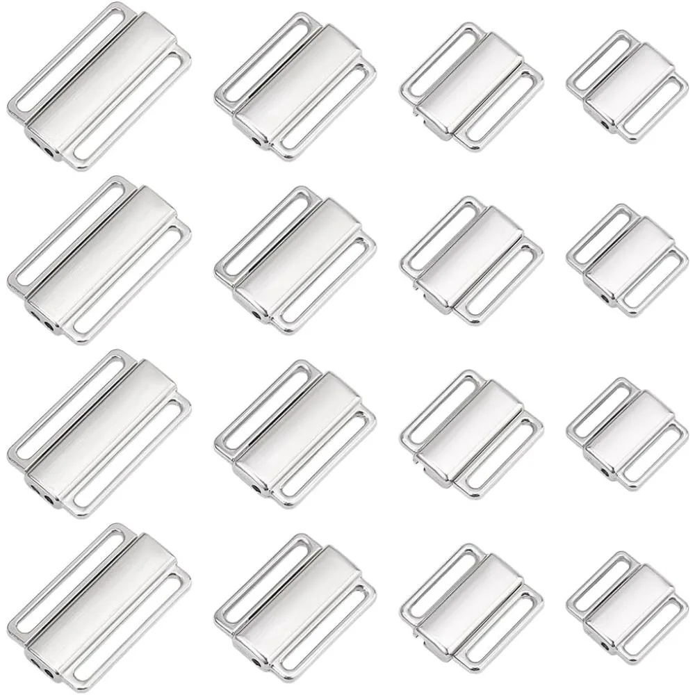 32Pcs 4 Sizes Metal Bra Strap Hooks Bikini Clips Bra Hooks Replacement Bra Hook Closure Bra Strap Clips for DIY Craft Bra