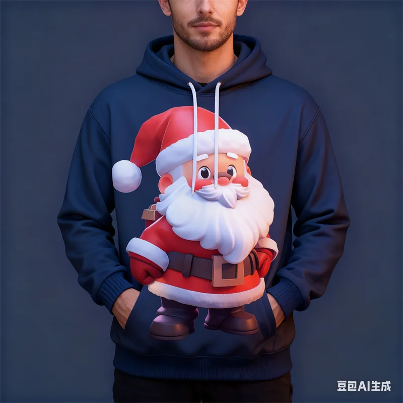 

Christmas Hoodies 3D Santa Claus Print Xmas Style Men's Sweatshirts Autumn Y2k Fashion Christmas Elements Pullover Man Clothing