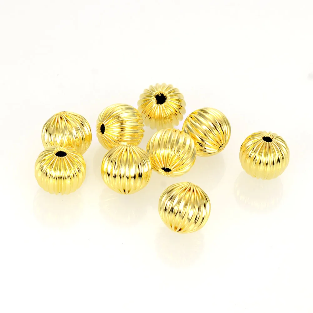 Miasol 10 Pcs Antique Bronze Gold Plated Color Hollow Metal Stripe Round Spacers Beads For Diy Jewelry Making Accessories