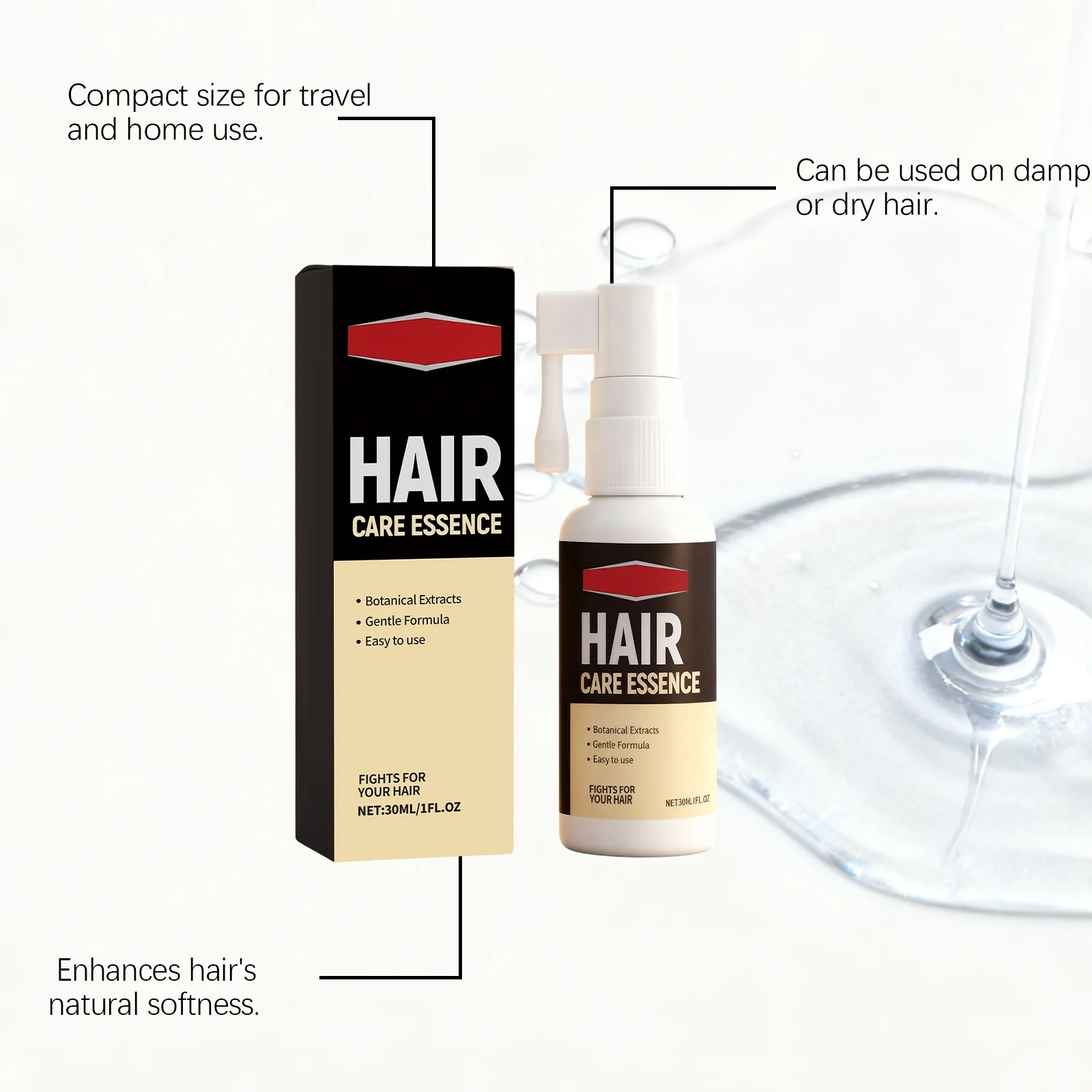 Natural Plant Extract Hair Care Essence Spray Gentle Nourishing Anti-Frizz Moisturizing Shiny Hair Repair Dry Damaged Hair 30ml