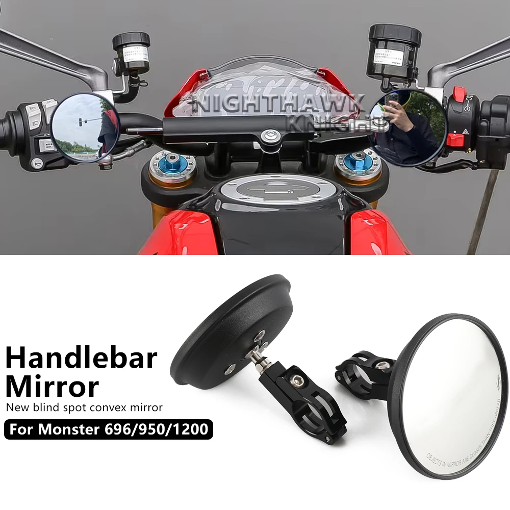 Blind Spot Mirror For Ducati Monster 695 696 796 797 821 937 950 1200 Motorcycle Handlebar Wide Angle Convex Rearview Mirrors