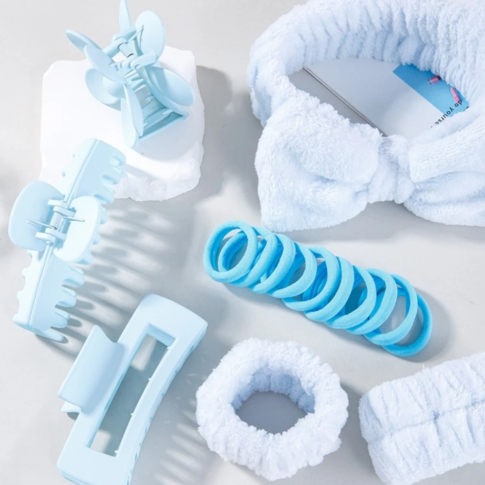 

Wash Face Wrist Strap 16Pcs Face Washing Tools Hair Care Tool Skin Care Flower Hair Claw Solid Color Versatile