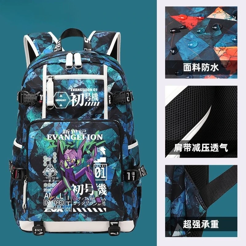 Ransel periferal film dan televisi NEON GENESIS EVANGELION nyaman untuk perjalanan bisnis dan tas penyimpanan berkapasitas besar