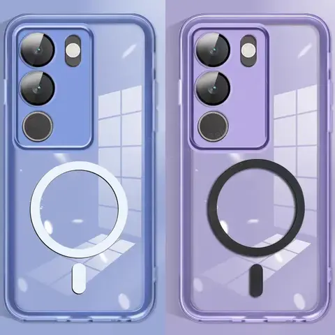 VIVO V40 Lite 4G V2417 5G 용 Capas, 마그네틱 스티커 포함, 카메라 렌즈 낙하 방지, 다채로운 커버