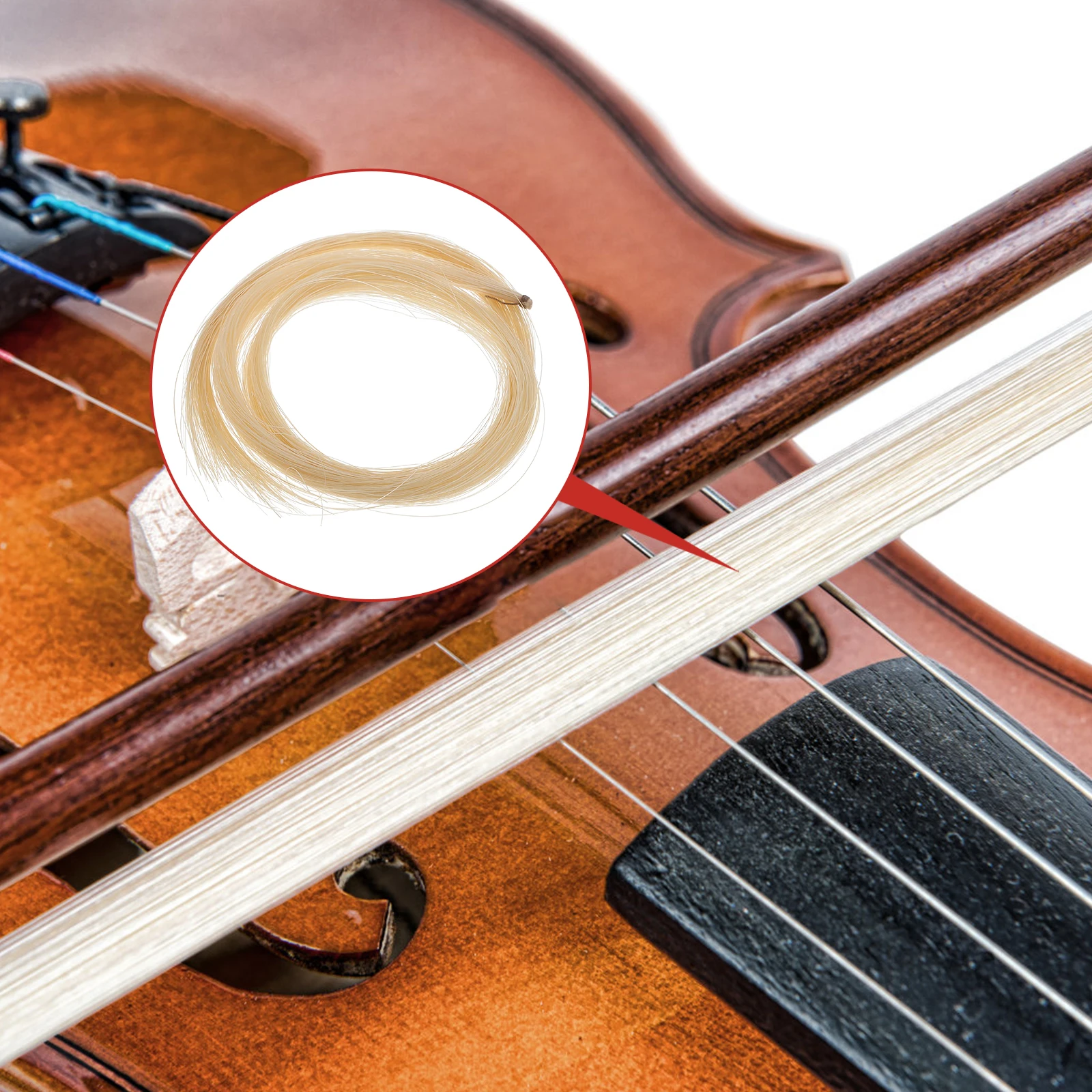

2Pcs Violin Bow Hair Accessories Natural White Horse Tail Replacement Beige Fiddle Durable Long Lasting Professional Use