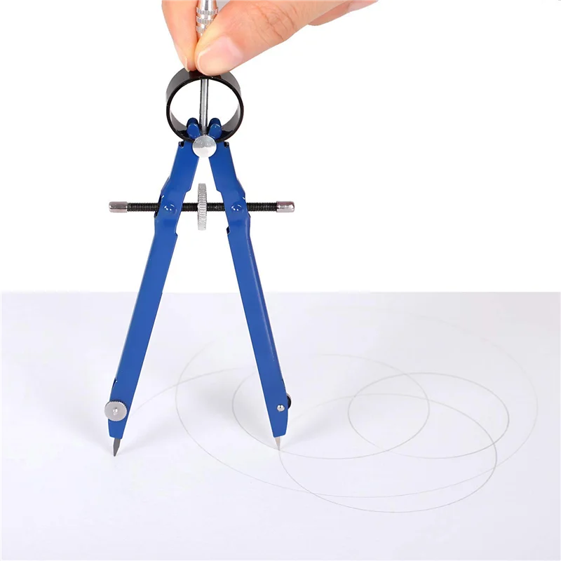 4X Professional Compass, Compass Geometry Set With Lock, Math And Precision Compass, Metal And Durable(Blue)