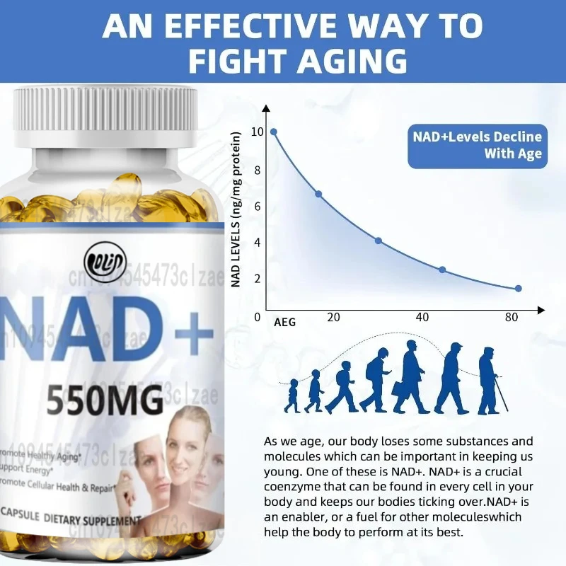 Liposomal NAD+Resveratrol Supplement 550MG Capsules - Supports Cell Repair Energy and Healthy Aging