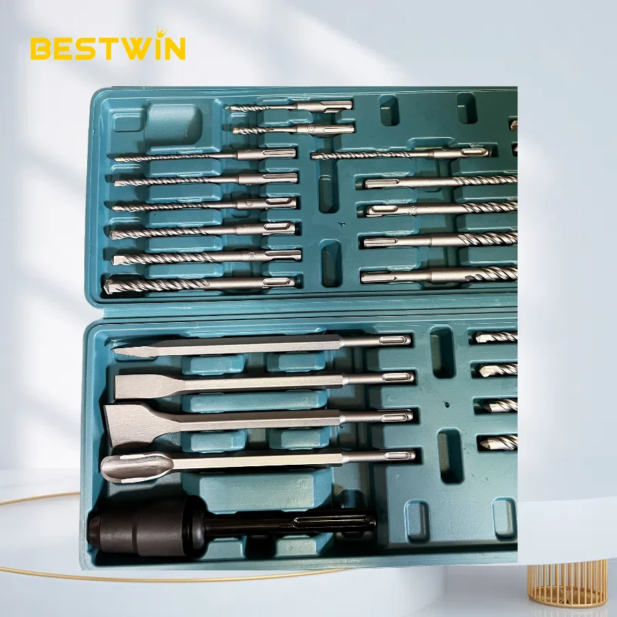 27Pcs SDS Plus Electric Hammer Drill Bit chisel Set SDS Max to SDS Plus for Concrete Wall Brick Block Masonry Hole Drilling Bits