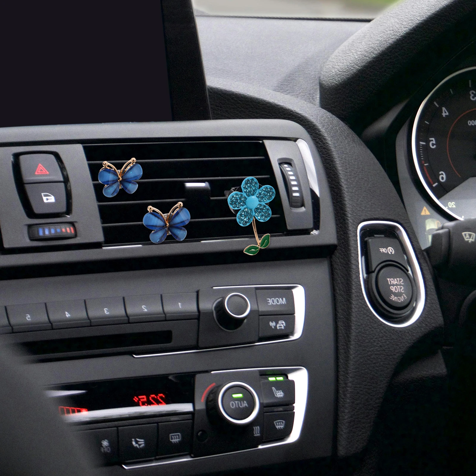 

Car Air Vent Clip Flower Decorations Rhinestone Car Accessories Women Girly Aesthetic Interior Design Elegant Stylish