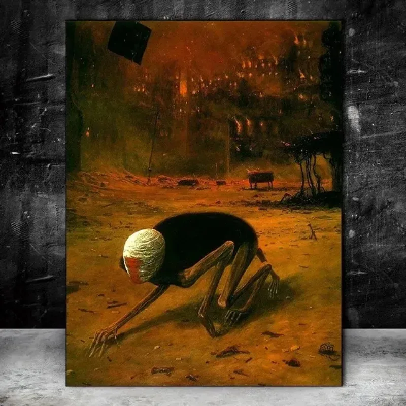 لوحة قماشية مصقولة سريالية ، لوحة جدارية لغرفة المعيشة ، ديكور المنزل ، طباعة ملصقات فنية ، فن جداري قوطي غامق