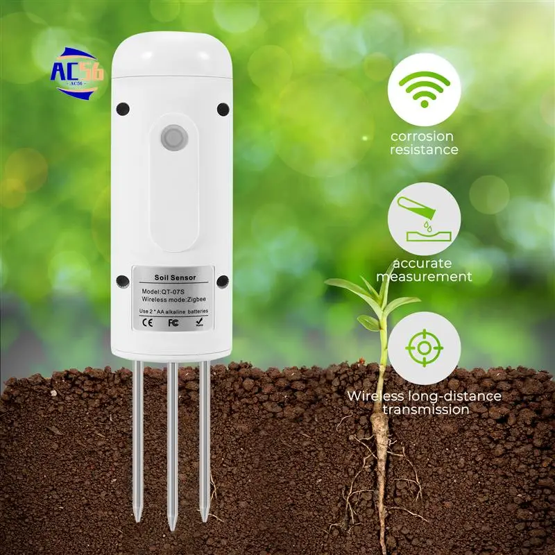 

AC56-Tuya Zigbee беспроводной измеритель влажности почвы тестер температуры и влажности монитор растений IP67 водонепроницаемый для сада