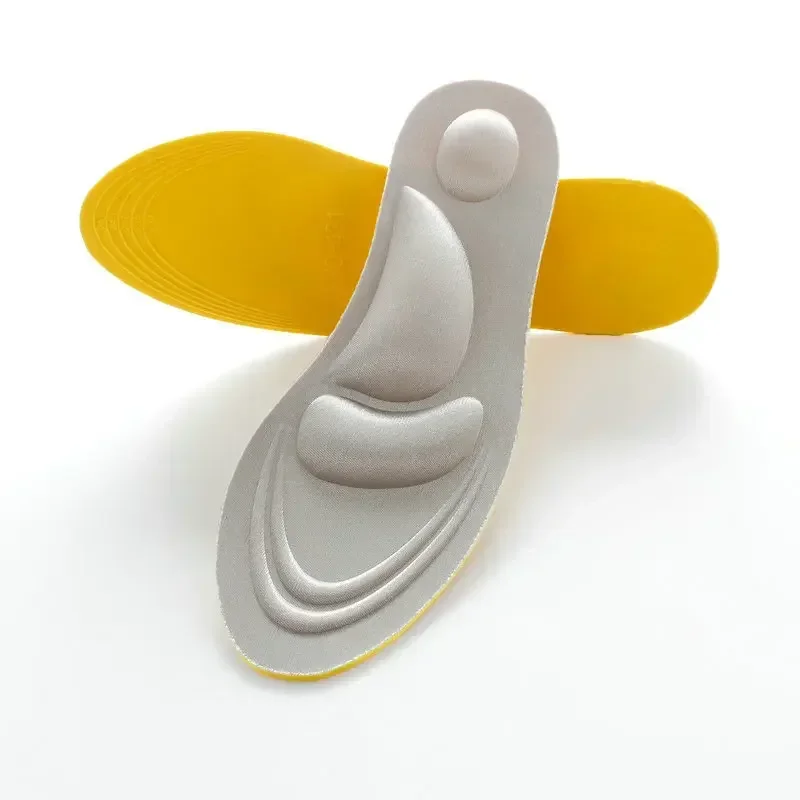 Palmilhas ortopédicas de espuma de memória 4D macia para homens e mulheres, 2 peças, alívio da dor, suporte de arco, pés chatos, almofadas esportivas, para sapatos