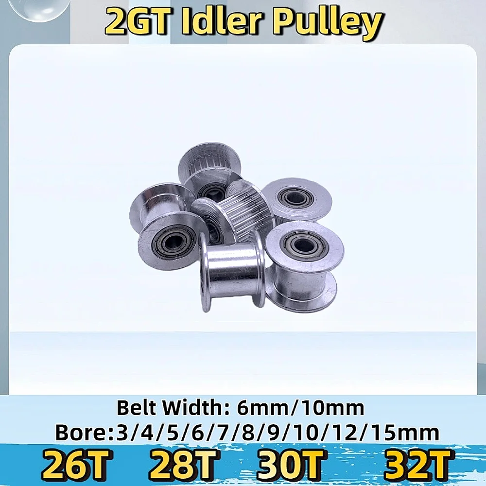 26T 28T 30T 32T 2GT Idler Timing Pulley 26 28 30 32Teeth GT2 Idler Synchronous Pulley 3D Printer CNC Parts Idler Type Pitch 2mm