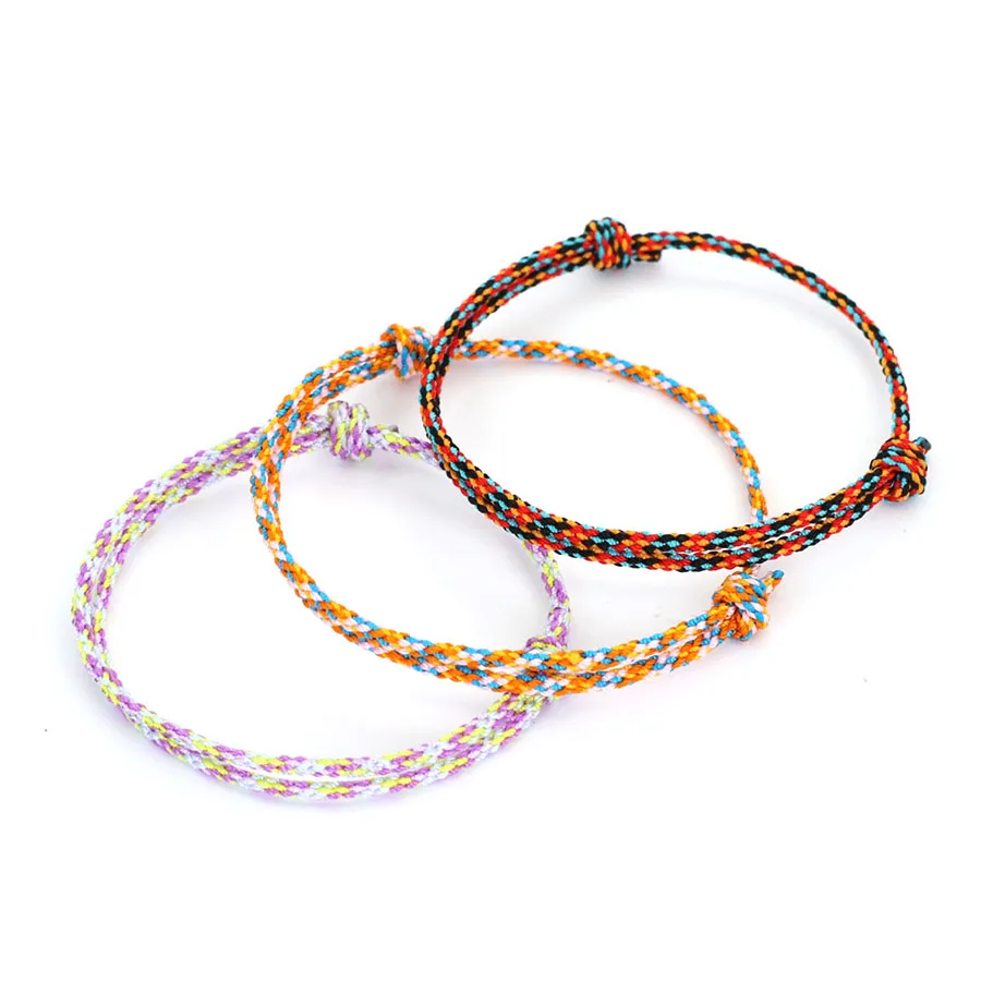 Minimalist Handwoven Rope Bracelet Unisex Sliding Adjustable 4 Styles Chroma 2mm Ethnic Cord Braclet Couple Casual Daily Jewelry image 5