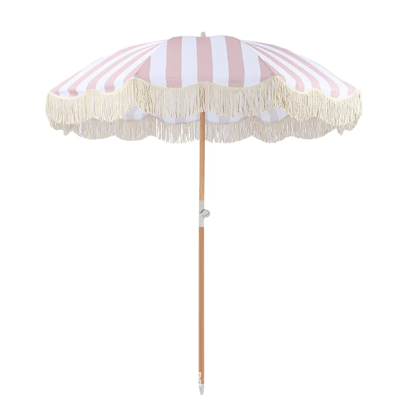 Cross-border sand, beach umbrella, courtyard tassel umbrella, sun umbrella, pool patio terrace, parasol, fringed Roman umbrella