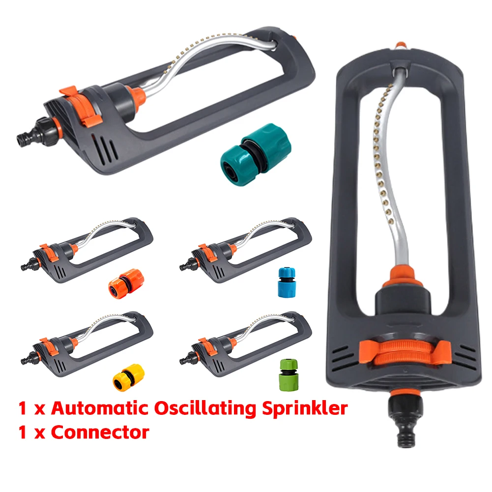 

Oscillating Garden Sprinkler 4 Modes Water Sprayer 19 Hole Nozzles with 1/2in Connector for Large Area Coverage Yard Garden Lawn