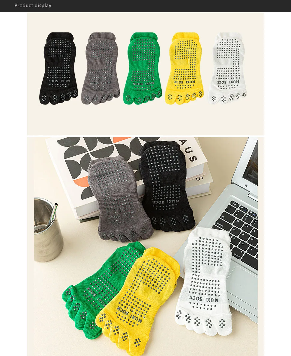 Yoga Pilates Fünf-Finger-Socken Knöchel Männer Baumwolle Dispense Rutschfestes Netz Solide Einfache Kompression Sportlich, Sport Boot Zehensocken – Detail 3