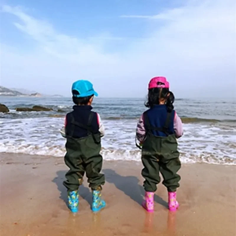 Waterproof Clothes Kids Beach Boots Fishing Anti-dirty Fork Rain Pants Suspender Wading Shoes Waist Trousers Eu24-36 Outdoors