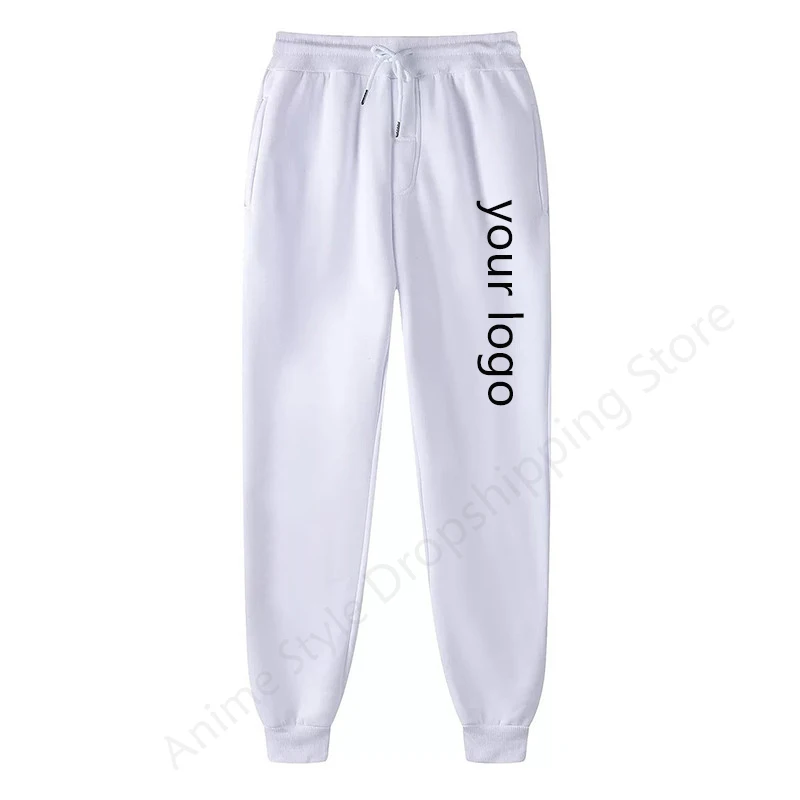 New Custom Your Logo Trousers Men Women Diy Text Couple Sports Pants Fashion Print Casual Jogging Pants Fleece Solid Color S-4Xl