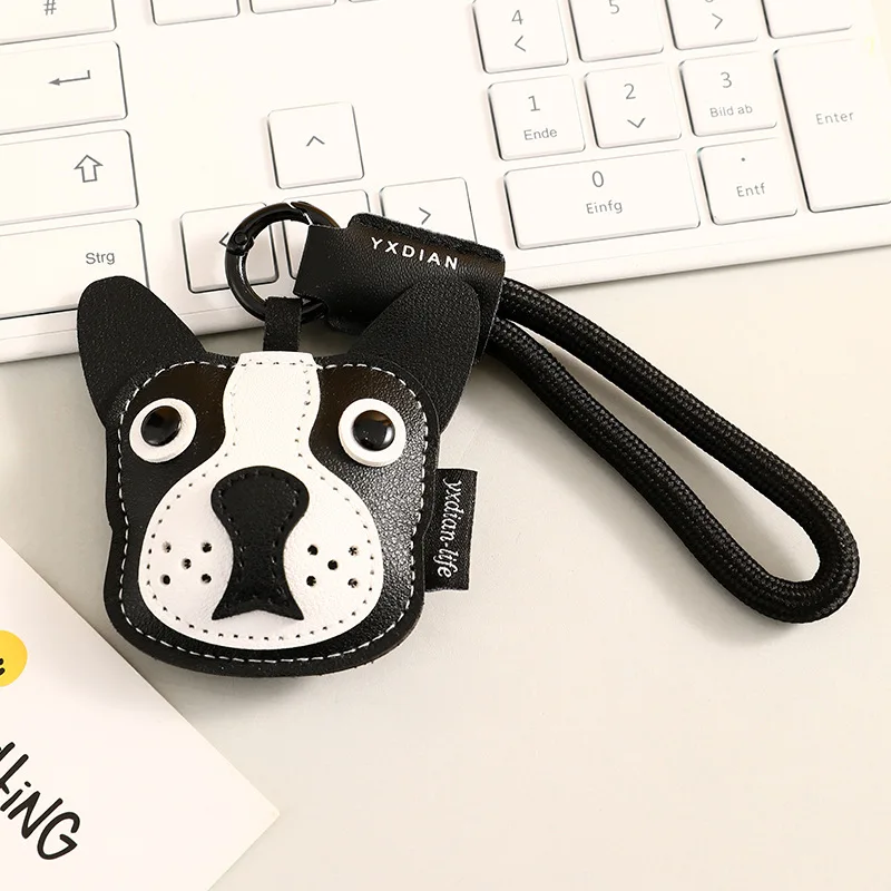 New Cute Leather Dogfighting Pendant Keychains For Women Y2k Bag Pendant Car Key Chains Jewelry Gift Decoration Accessories 2025