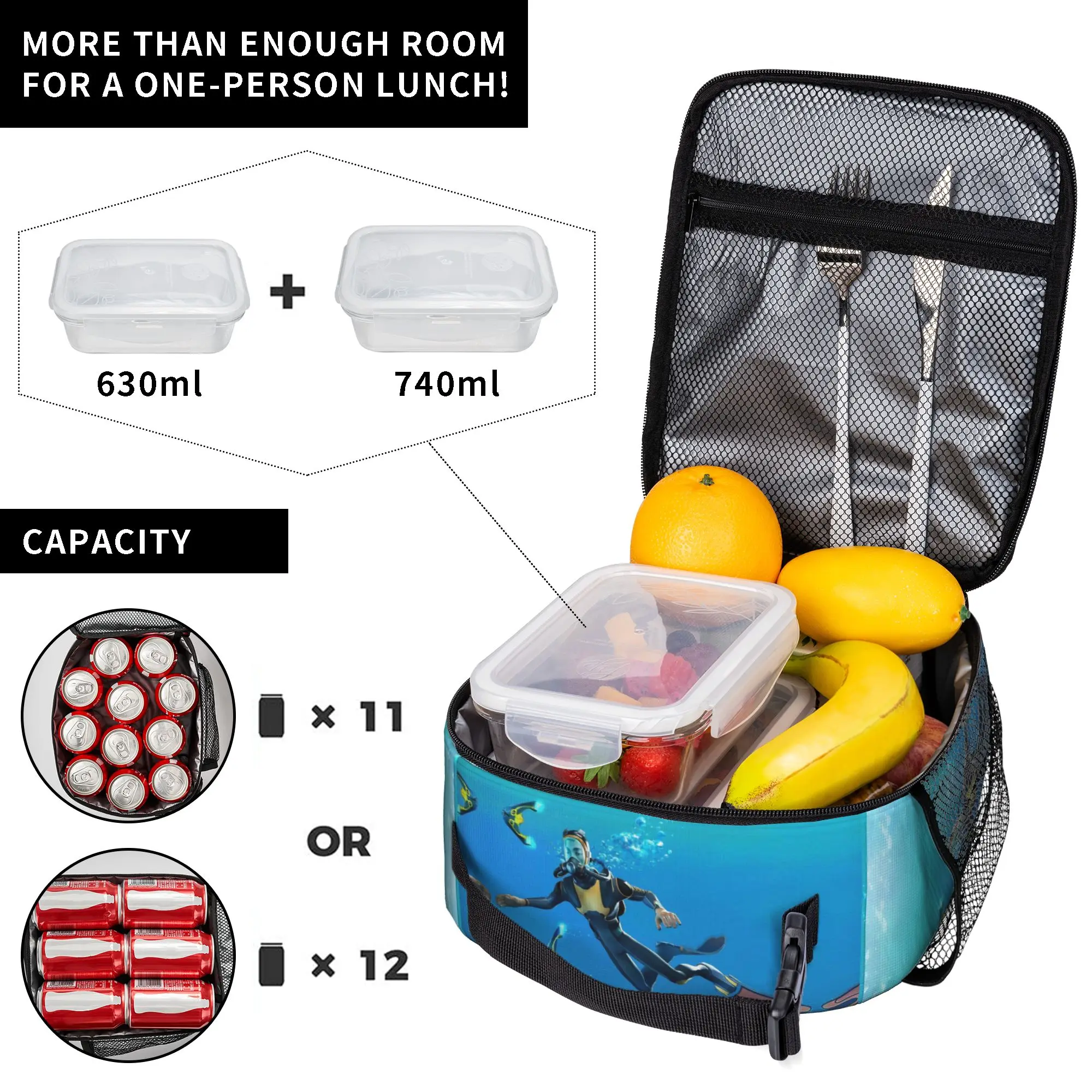 Subnauticas Deep Sea Game Insulated Lunch Tote Bag for School Adventure Creature Portable Thermal Cooler Large Size Bento Bags