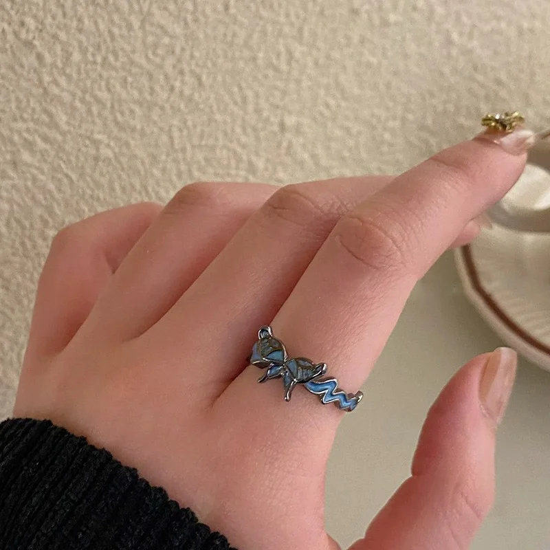 

Personalized Fashion Geometric Butterfly Ring Niche Design Light Luxury Women's Birthday Gift Jewelry Wholesale Direct Sales