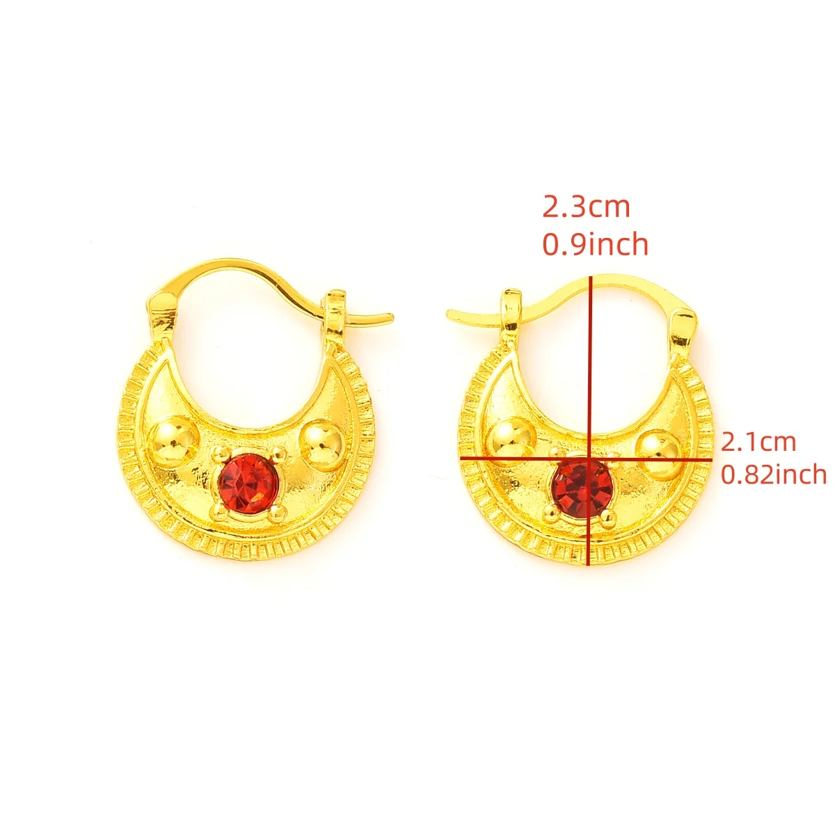 2CM Small Stud Earrings With Rhinestone Ethiopian Eritrean African Jewelry Girls #038