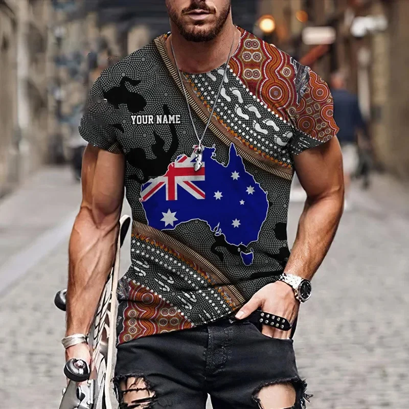 1 Piece Custom Your Picture Unisex Australia Graphic 3D Print Mens T-Shirts For Men Clothing Oversized Tees Summer Casual Short