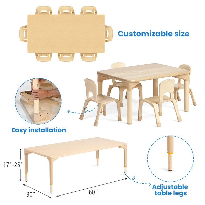 Classroom furniture, kindergarten kindergarten toddler table and chair set, kindergarten learning center furniture