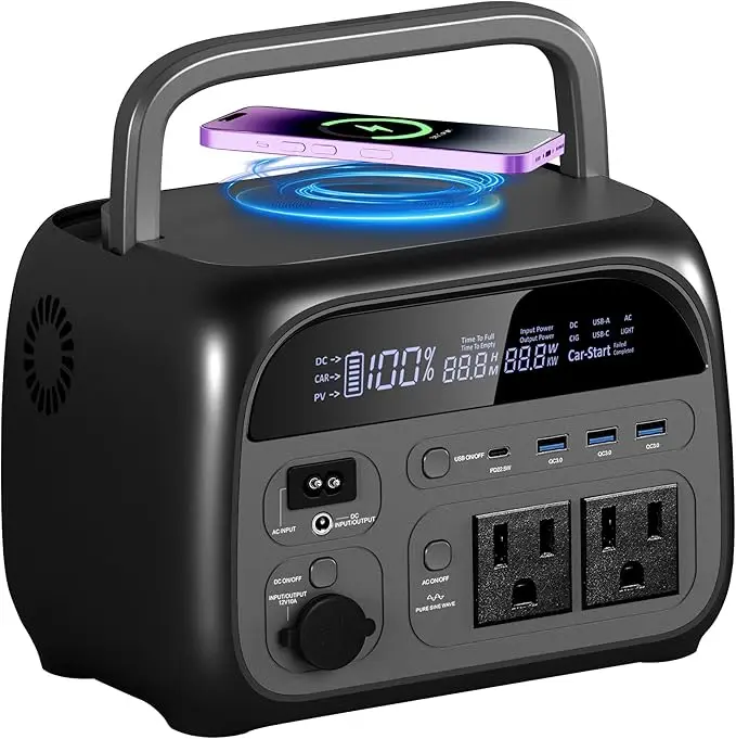 

Portable Power Station with 345Wh LiFePO4 Battery, Solar-Powered Generator featuring 500W AC and QC3.0 USB-C Output for Home, Ca