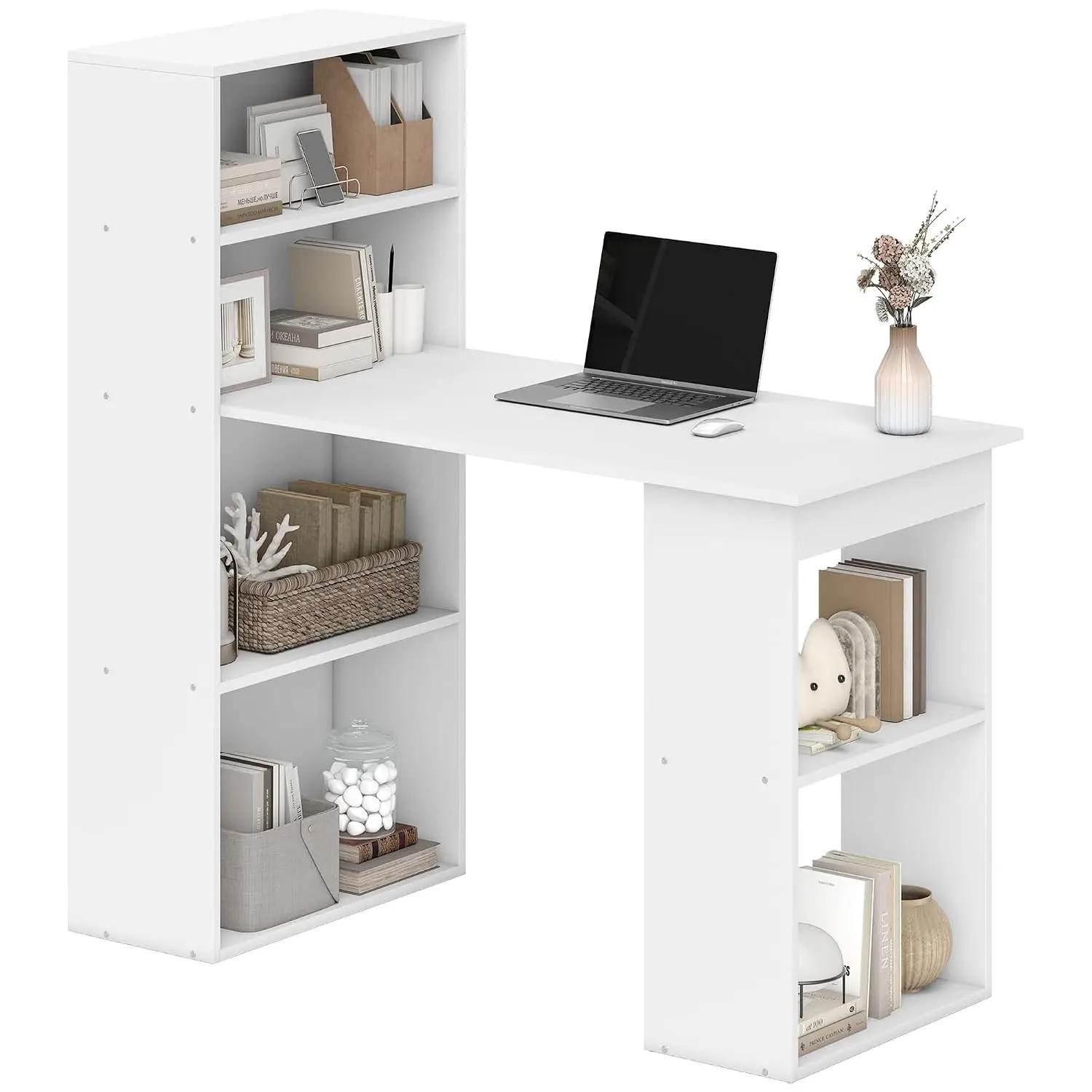 Modern Home Office Desk 6-Tier Storage Shelves 47