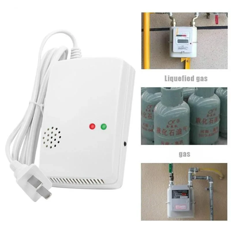 Gas Leak Detector Combustible Propane Butane Methane Natural Gas Safety Alarm Sensor Warning EU Plug