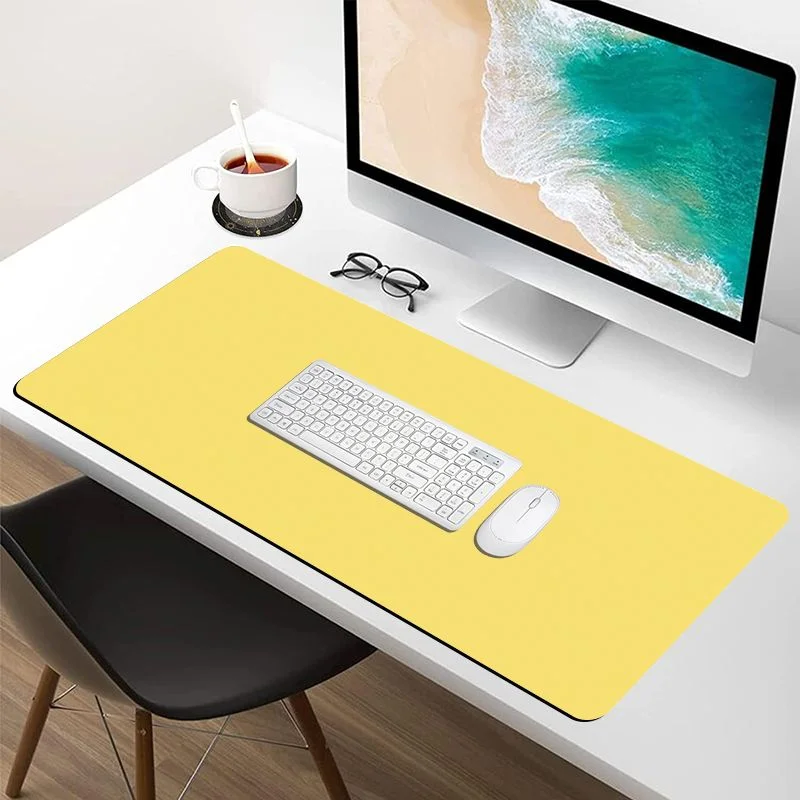 VIKAMA Solid Mustard Yellow Large Mouse Pad Non Slip Waterproof Keyboard Desk Mat Simple Office Laptop Desk Protector Pad Rug