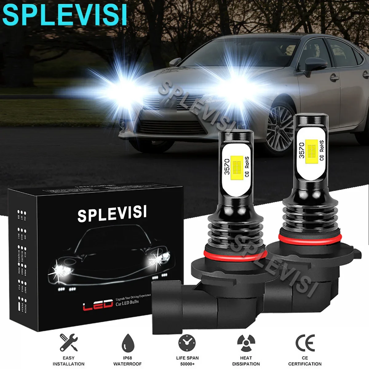 

2PCS White LED Headlight High Beam Bulbs 6000K Fit For For Lexus Is 200 1999 2000 2001 2002 2003 2004 2005