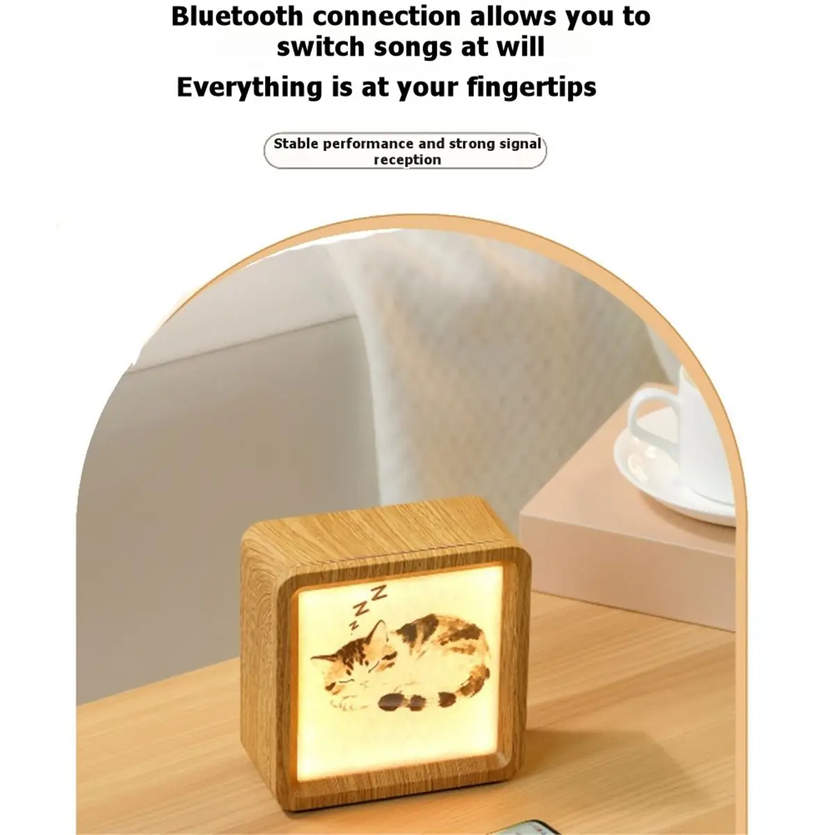 abkm-木目調フォトフレーム-スリープbluetoothスピーカー-ホワイトノイズled雰囲気ライト-ナイトライト-デスクトップスタイルオーディオ