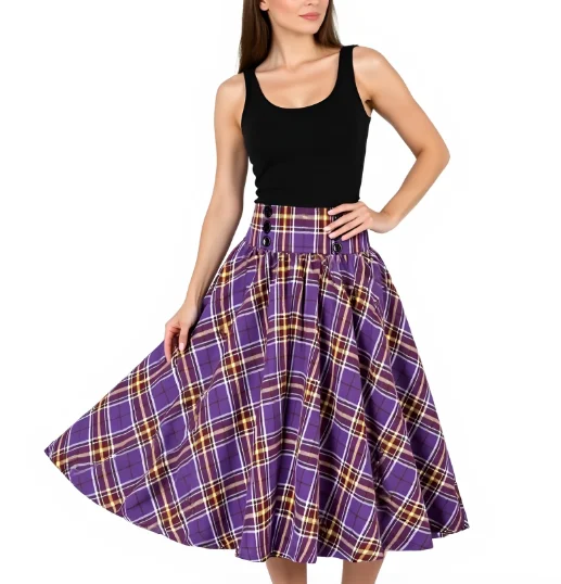 

Women Solid Long Skirts Vintage High Waisted Pleating Jupe 2025 Summer Spring A-line Skirts Fashion Buttons Maxi Faldas