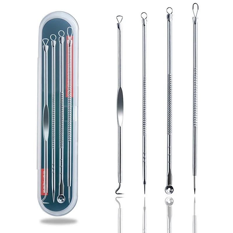 4 pz/set spremere brufolo estrattore Acne ago comedone rimozione macchie Spot Cleaner bellezza strumento per la cura della pelle 2 colori
